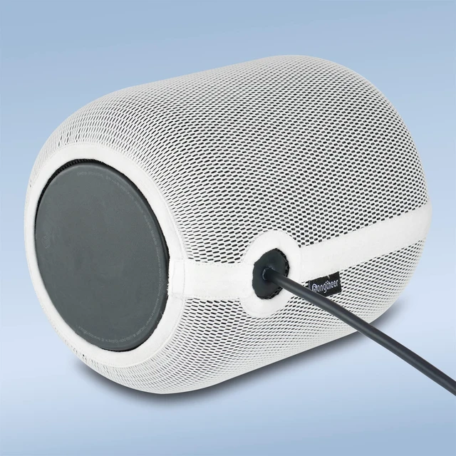 Alt view image 2 of 7 - Speaker Dust Cover for Homepod 2 Gen, Mesh Speaker Cloth with Charging Hole, High-Grade Nylon, White, Pack of 1