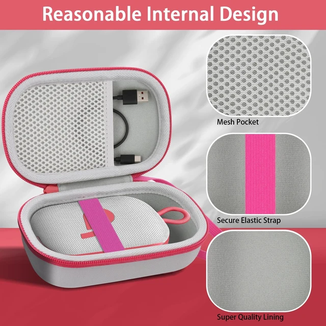 Alt view image 4 of 7 - for Anker Soundcore Select 4 Go Speaker Hard Case,White+Red Portable Travel Case Replacement, Cable Storage, Carrying Strap, Protective Hard Exterior