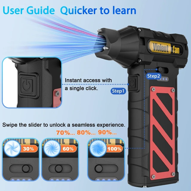 Alt view image 6 of 7 - Electric Air Duster-Compressed Air Duster,60mph Wind Stepless Speed Canned Air for PC/Compute/Electronics/Home&Car Cleaning, 150000RPM Air Blower to Spray Air Can Dust Off Keyboard Cleaner (Black)