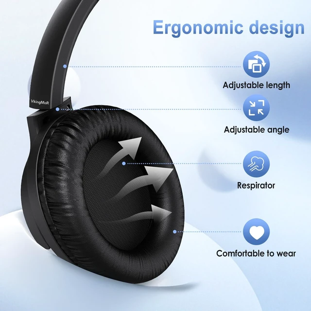 Alt view image 7 of 7 - USB C Over Ear Headphones Wired with Microphone,Black Type C Wired Headphones with In-line Control/Foldable&Lightweight/HD Stereo Sound for iPhone 15-17/Samsung/Laptop/Tablet