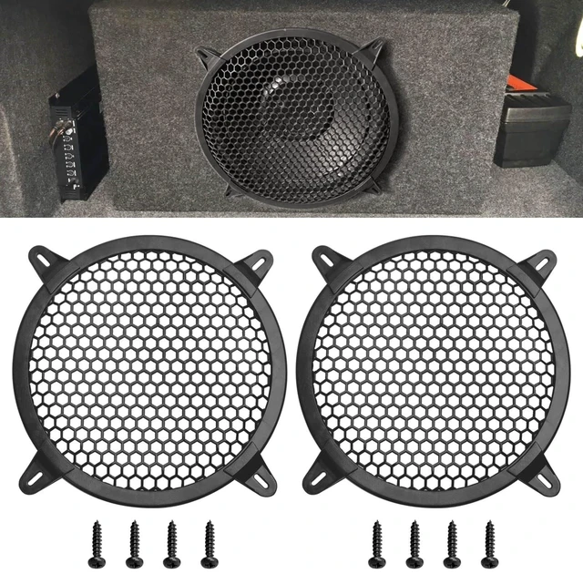 Main image of 8 Inches Speaker Grill Cover: Plastic Honeycomb Hole Subwoofer Grill Cover Protector, Car Audio Speaker Grill Cover,(Pack of 2)
