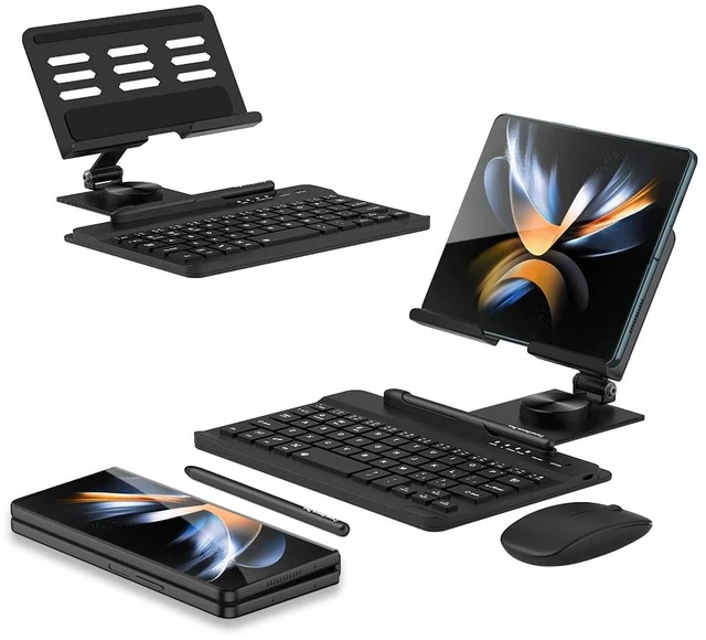 Main image of for Samsung Galaxy Z Fold 7/6/5/4/3 Adjustable Stand for Desk, Fully Foldable & Portable Keyboard Stand, Office Mobile Phone Stand Holder with Capacitor Pen and Bluetooth Mouse & Keyboard Set