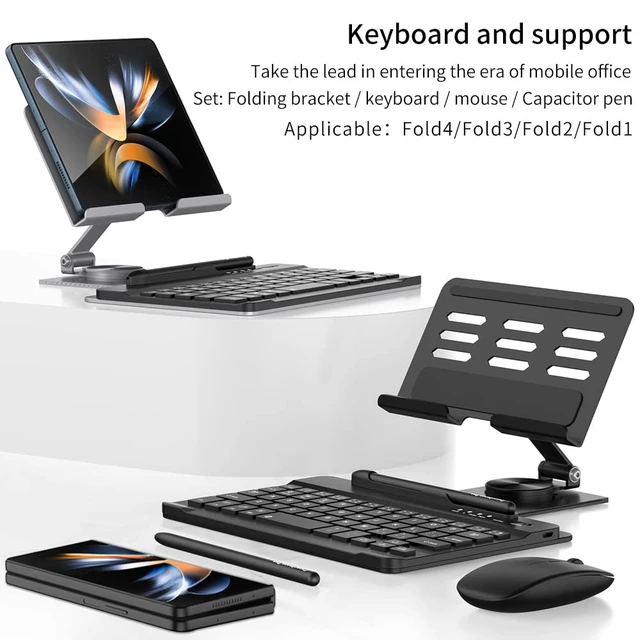 Alt view image 2 of 7 - for Samsung Galaxy Z Fold 7/6/5/4/3 Adjustable Stand for Desk, Fully Foldable & Portable Keyboard Stand, Office Mobile Phone Stand Holder with Capacitor Pen and Bluetooth Mouse & Keyboard Set