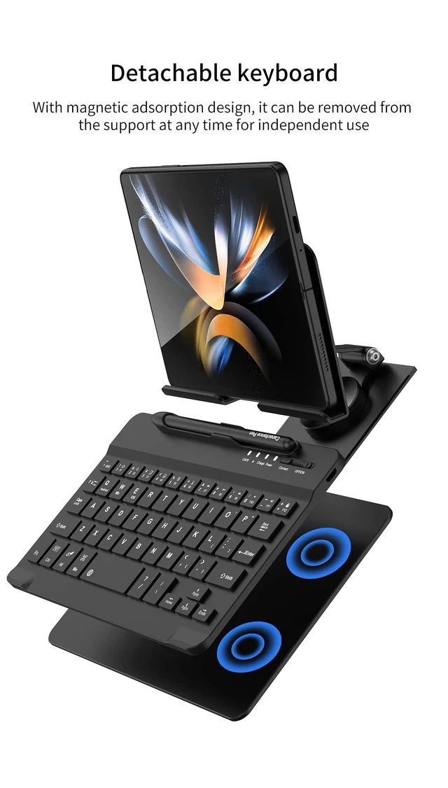 Alt view image 5 of 7 - for Samsung Galaxy Z Fold 7/6/5/4/3 Adjustable Stand for Desk, Fully Foldable & Portable Keyboard Stand, Office Mobile Phone Stand Holder with Capacitor Pen and Bluetooth Mouse & Keyboard Set