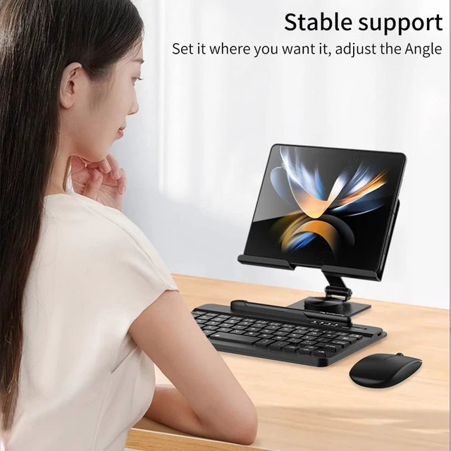 Alt view image 7 of 7 - for Samsung Galaxy Z Fold 7/6/5/4/3 Adjustable Stand for Desk, Fully Foldable & Portable Keyboard Stand, Office Mobile Phone Stand Holder with Capacitor Pen and Bluetooth Mouse & Keyboard Set