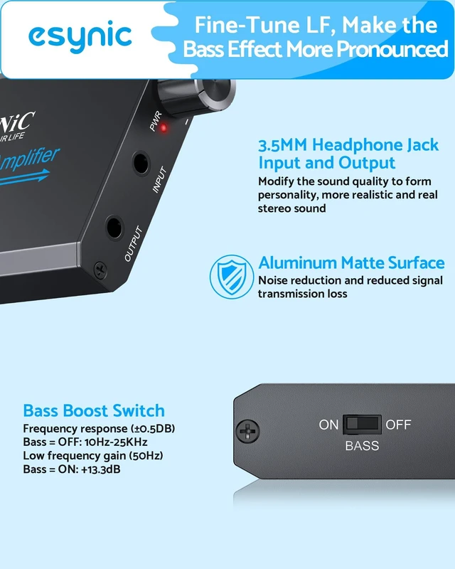 Alt view image 2 of 7 - Portable Bass Boost Style Headphone Amplifier 16-300 3.5MM Audio Jack-Aluminum Alloy Case-Work with in-ear Headphone-12 Hours of Battery Life-for Phone/Laptop/Gaming Consoles/Car