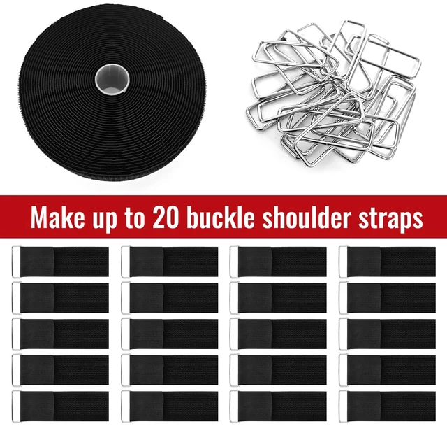 Alt view image 3 of 6 - 2" x32ft Hook and Loop Straps with Metal Buckles, Molle Cable Straps, Adjustable Fastening Cinch Strap, Reusable Nylon Securing Cord Ties, 2 inch Wide, Black with 20 Buckles