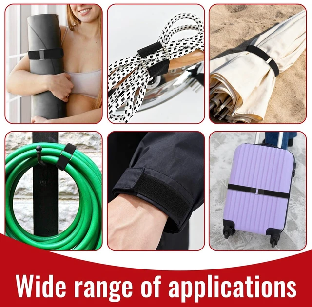 Alt view image 5 of 6 - 2" x32ft Hook and Loop Straps with Metal Buckles, Molle Cable Straps, Adjustable Fastening Cinch Strap, Reusable Nylon Securing Cord Ties, 2 inch Wide, Black with 20 Buckles