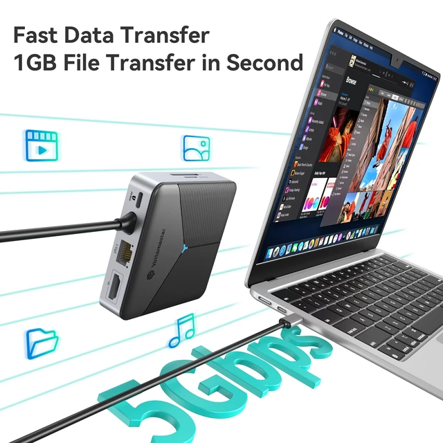 Alt view image 6 of 7 - 10-in-1 USB C Docking Station for MacBook/iPad/Dell/Lenovo/HP Laptop Docking Station with with HDMI, VGA, 1 Gbps Ethernet Port, PD 100W, SD/TF, 3.5mm Audio, 3*USB 3.0 for Dell XPS HP