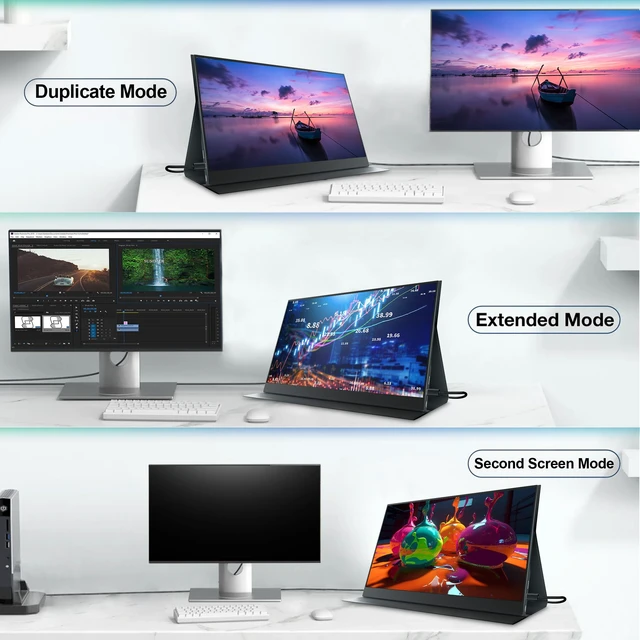 Alt view image 3 of 7 - Portable Monitor for Laptop, 15.6 Inch 1080P FHD Portable Monitor Second Screen Extender with USB C HDMI Cover Stand Speaker for Laptop Computer PC Mac Phone PS5/4 Xbox Switch Travel Gaming Work