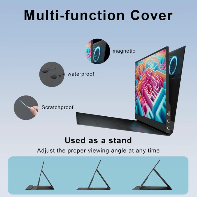 Alt view image 5 of 7 - Portable Monitor for Laptop, 15.6 Inch 1080P FHD Portable Monitor Second Screen Extender with USB C HDMI Cover Stand Speaker for Laptop Computer PC Mac Phone PS5/4 Xbox Switch Travel Gaming Work
