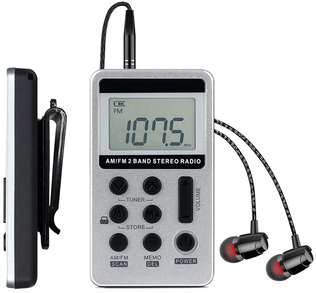 Main image of Personal Portable AM FM Radio, Mini Radio with Excellent Reception Rechargeable, Digital Tuning LCD Display, Stereo Headphones, Back Clip, Pocket Radio for Walking, Jogging