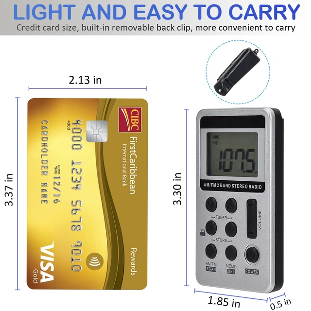 Alt view image 5 of 7 - Personal Portable AM FM Radio, Mini Radio with Excellent Reception Rechargeable, Digital Tuning LCD Display, Stereo Headphones, Back Clip, Pocket Radio for Walking, Jogging