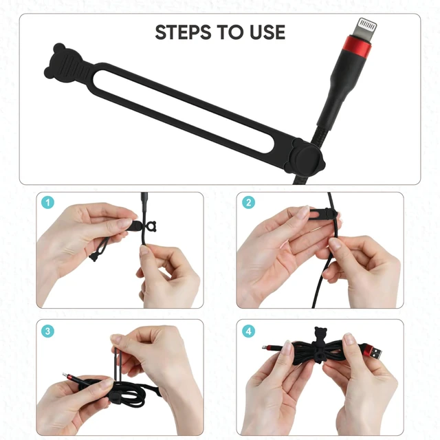Alt view image 6 of 7 - 50-Pack Silicone Cable Ties Reusable, Data Cable Organizer, High Elastic, Multipurpose, Cable Management for Charging Cord, Electronics, Computer, Appliances, Travel Essentials