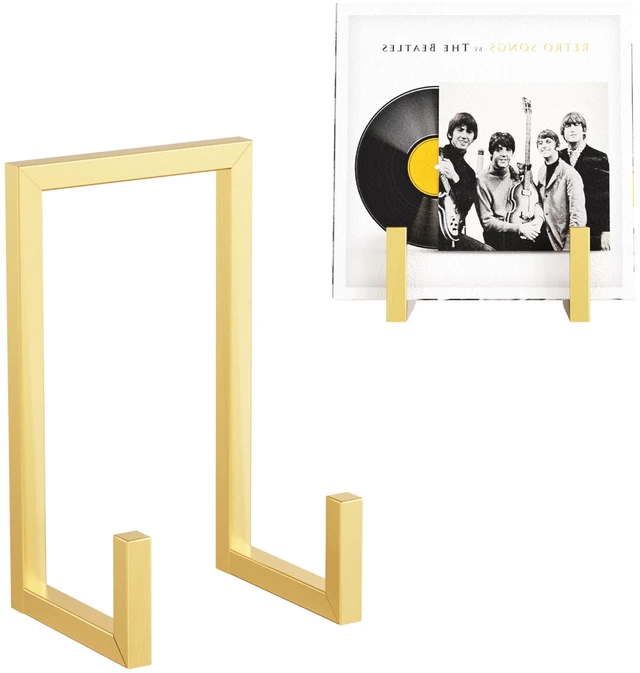 Main image of Records Storage Holder, Vinyl LP Gold Stand CD Display Frame,Metal Album Storage for Vinyl Records,2 Pack