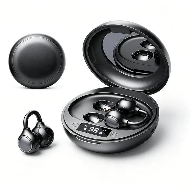 Main image of Clip-On Earbuds,Open-Ear Wireless Bluetooth 6.0 Headphones with Makeup Mirror, Secure Fit for Small Ears & Glasses Wearers, 30H Playtime,Call Noise Reduction,Wireless Bluetooth Sport Ear Buds