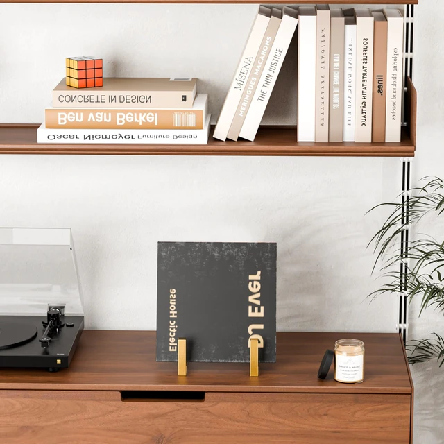 Alt view image 5 of 5 - Records Storage Holder, Vinyl LP Gold Stand CD Display Frame,Metal Album Storage for Vinyl Records,2 Pack