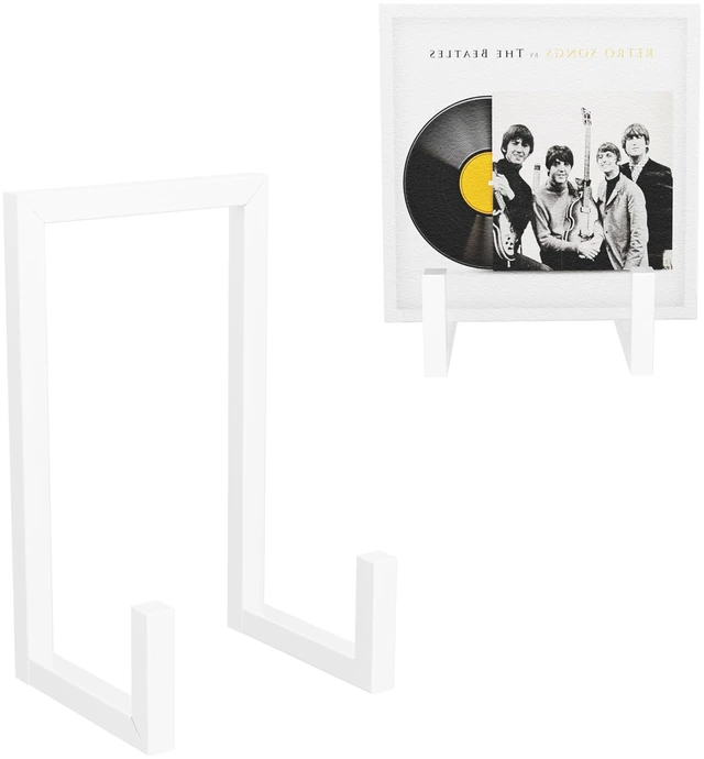 Main image of 2 Set Vinyl Records Storage Holder, LP Stand CD Display Frame,Metal Album Storage for Vinyl Records (White)