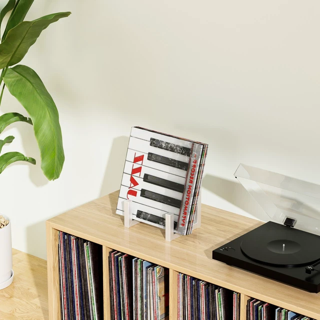 Alt view image 3 of 5 - 2 Set Vinyl Records Storage Holder, LP Stand CD Display Frame,Metal Album Storage for Vinyl Records (White)