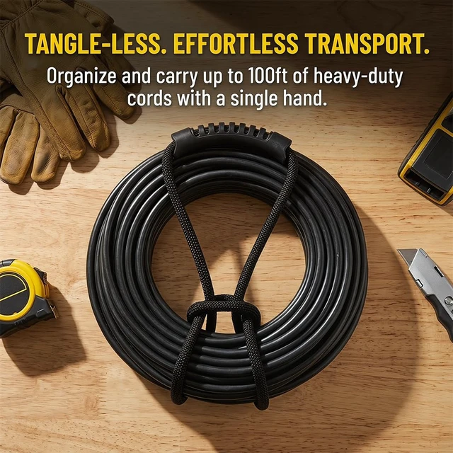 Alt view image 3 of 7 - Storage Straps 15.7-inch (2-Pack) Extension Cord Organizer, Vacuum Hose Holder, Shop Storage, Air or Water Hose Organizer for your Home, Garage, Boat, RV and More Cable Straps (BLack, L35.7inch)