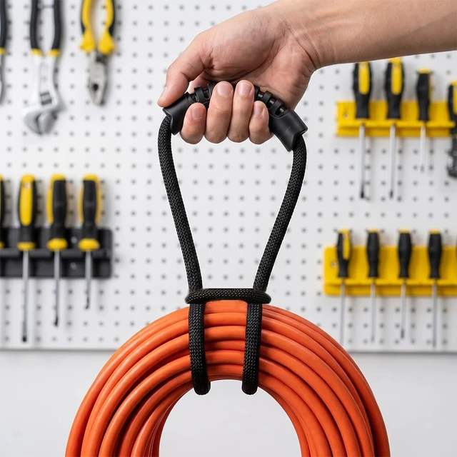 Alt view image 4 of 7 - Storage Straps 15.7-inch (2-Pack) Extension Cord Organizer, Vacuum Hose Holder, Shop Storage, Air or Water Hose Organizer for your Home, Garage, Boat, RV and More Cable Straps (BLack, L35.7inch)