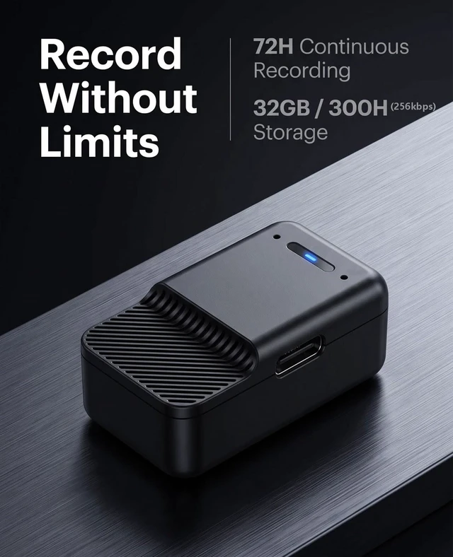 Alt view image 4 of 4 - 32GB mini Voice Recorder - Voice Activated Pocket Recording Device digital voice recorder with Inline Remote earphone,Discreet Design,Long-Lasting 600mAh Battery,72-Hour Continuous Recording