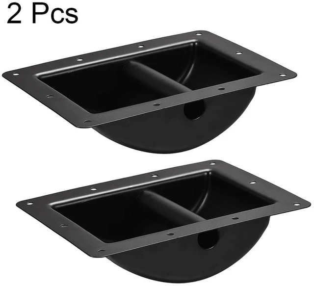Alt view image 2 of 5 - Recessed Speaker Handle Grasp Holder Pocket Style Replacement Speaker Cabinet Box Handles Metal Black 2pcs