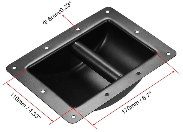 Alt view image 4 of 5 - Recessed Speaker Handle Grasp Holder Pocket Style Replacement Speaker Cabinet Box Handles Metal Black 2pcs
