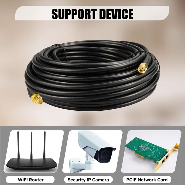 Alt view image 7 of 7 - Upgraded B-LMR200 PRSMA Antenna Coaxial Cable 49.2ft RP-SMA Male to RP-SMA Female Extension Cable LMR200 Equivalent for WiFi Antennas, Wireless routers, Better Than RG58