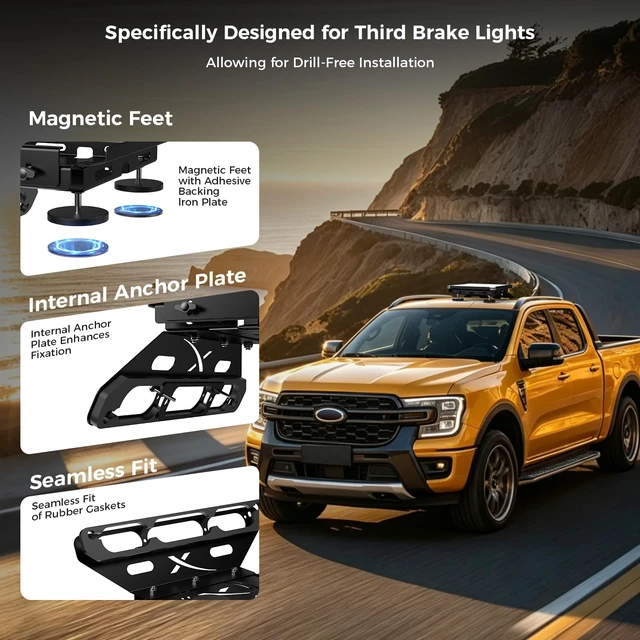 Alt view image 6 of 7 - Starlink Mini Truck Mount for Ford F150 F250 F350 F450 F550 Fit Starlink Mini & Mini X for Ford F150 (2015+) & F250 F350 F450 F550 (2017+), Drill Free Aluminum Third Brake Light Bracket