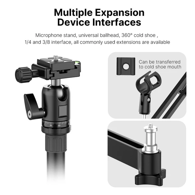 Alt view image 5 of 7 - Live Broadcast Boom Arm, ULANZI Flexible Desk Mount Camera Arm Clamp Webcam Stand, Microphone Boom Arm for Blue Yeti Snowball Yeti Nano, Webcam, Camera, LED Light, Voice Recording, Podcasting