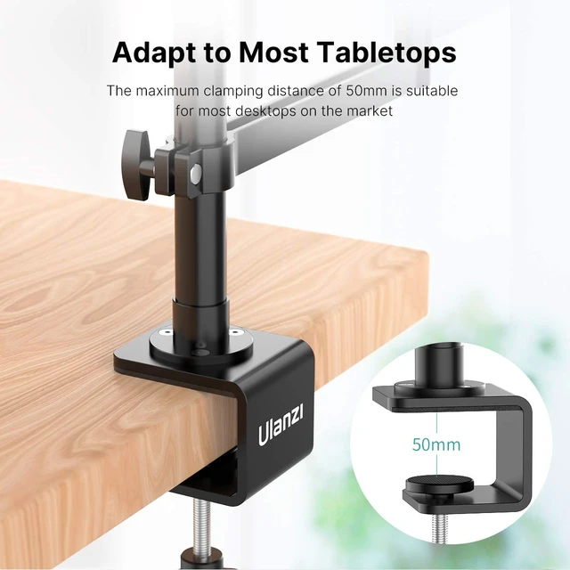 Alt view image 6 of 7 - Live Broadcast Boom Arm, ULANZI Flexible Desk Mount Camera Arm Clamp Webcam Stand, Microphone Boom Arm for Blue Yeti Snowball Yeti Nano, Webcam, Camera, LED Light, Voice Recording, Podcasting