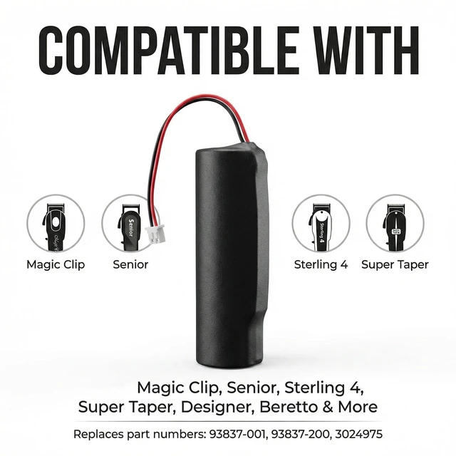 Alt view image 2 of 6 - Upgrade Battery for 93837-001 WAHL Clippers Cordless Senior Cordless Magic Clip 3.7V 3400mAh