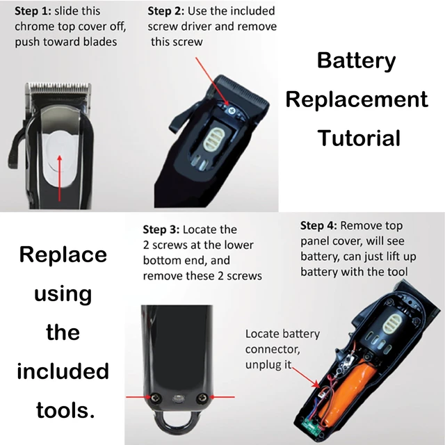 Alt view image 5 of 6 - Upgrade Battery for 93837-001 WAHL Clippers Cordless Senior Cordless Magic Clip 3.7V 3400mAh