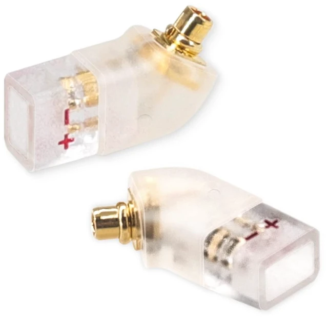 Main image of 1 Pair 0.78mm 2Pin Female (Contact Cable) to MMCX Male (Contact Headphone) Integration of Injection molding Craft Converter,Gold-Plated Plug Adapter Concave (Angled 2 Pin, Transparent)