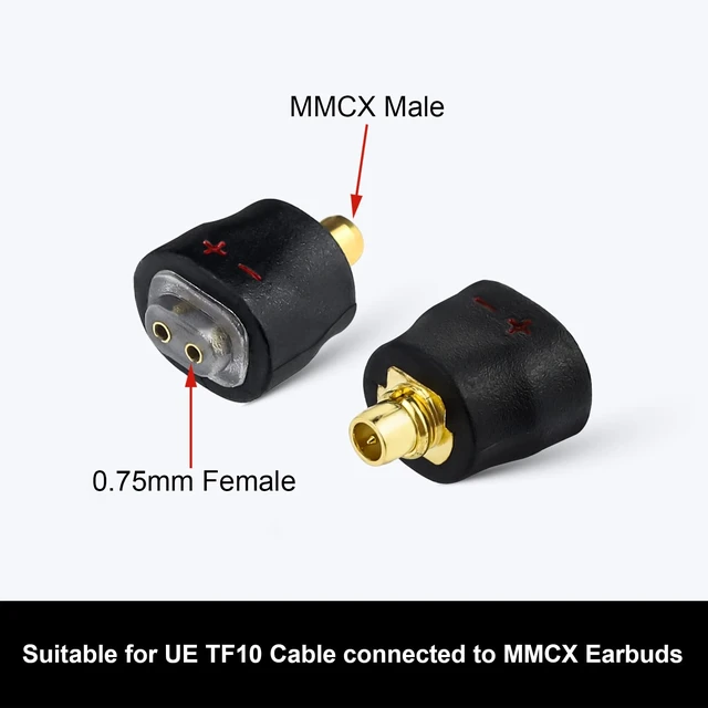 Alt view image 3 of 6 - 0.75mm 2 Pin Cable to MMCX Male Adaptor Work for 0.75 2 Pin Cable Connected with SHURE SE215 SE315 SE425 SE535 SE535LTD SE846 for FiiO FH1 F9 F9PRO FH5 Audio MMCX Converter Black