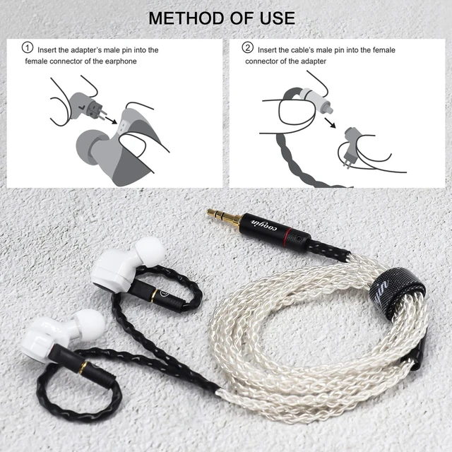 Alt view image 4 of 7 - 0.78/0.75 Dual Pin Cable to MMCX Male Adaptor Work for 0.78/0.75 2 Pin Cable Connected with Shure se215 se315 SE535 846 425 to DITA Project 71 to FiiO FH1F9 F9PRO to JVC HA-FX850 Black