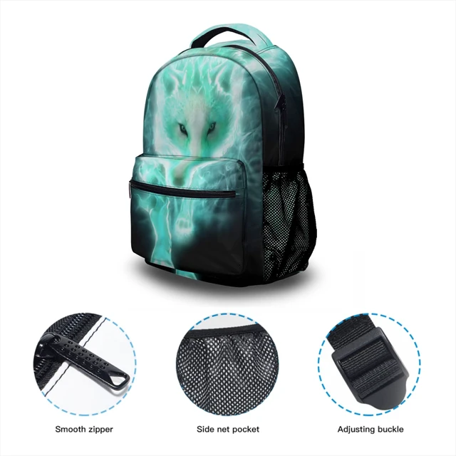 Alt view image 4 of 6 - Lightweight Cool Cyan Wolf Backpacks Girls School Bags Kids Bookbags, 11.6 * 8 * 16in