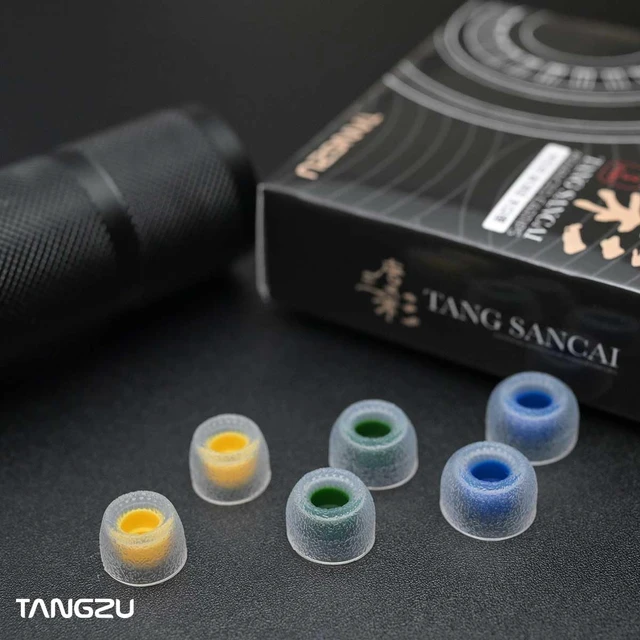 Alt view image 4 of 7 - Tang Sancai Wide Bore Eartips, Silicone in-Ear Monitor Ear Plugs for in-Ear Earphone, Replacement Earbuds Tips, IEM Eartips, Blue, L, 3 Pairs