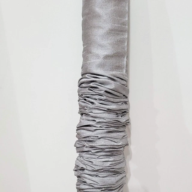Main image of Cord & Chain Cover, 9 feet Tube Type, Dupioni Faux Silk Fabric, Use for Chandelier, Lighting, Wires (Gray)
