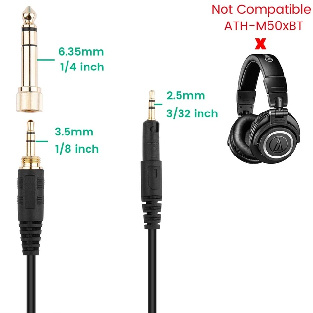 Alt view image 2 of 7 - ATH-M50x Cable, Replacement Coiled AUX Cord for Audio-Technica ATH-M40x For ATH-M70x Headphone, with 1/4 inch Adapter, 4ft to 10ft