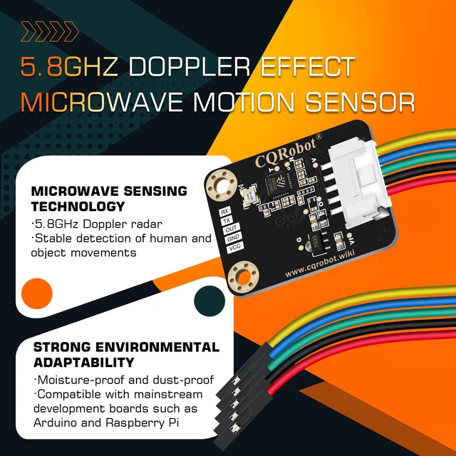Alt view image 2 of 6 - 5.8GHz Microwave Sensor Compatible with Arduino & Raspberry Pi 5.8GHz Doppler Effect Microwave Motion Sensor for Industry Transportation Agriculture Smart Home Security Monitoring