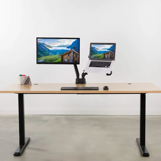 Alt view image 5 of 7 - Black Laptop Holder for 11-17 in Devices, Stand-LAP4 Adjustable Notebook Adapter, Holder Only, For use with 75x75 and 100x100 VESA Monitor Arms