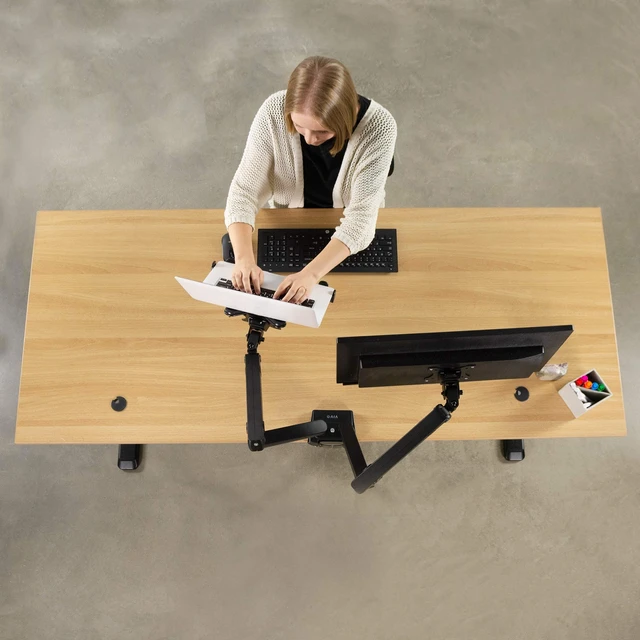 Alt view image 7 of 7 - Black Laptop Holder for 11-17 in Devices, Stand-LAP4 Adjustable Notebook Adapter, Holder Only, For use with 75x75 and 100x100 VESA Monitor Arms