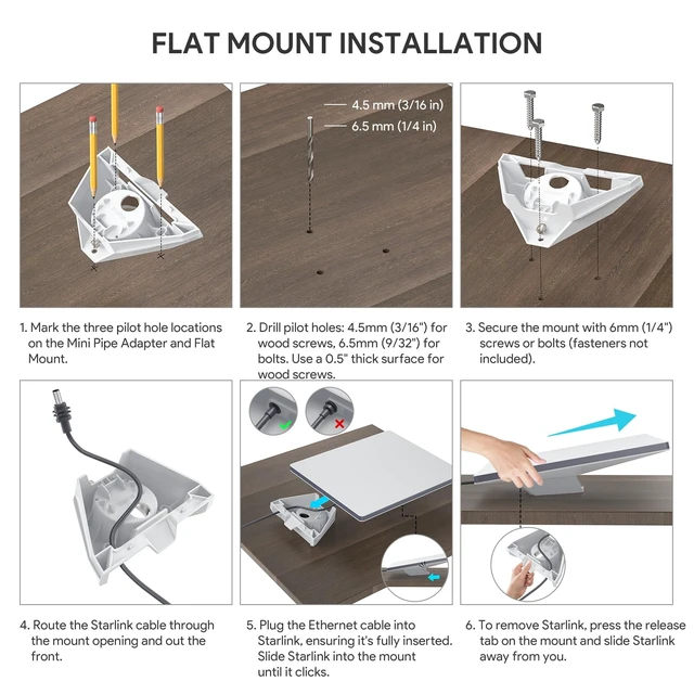 Alt view image 4 of 7 - ® 2-in-1 Starlink Mini Pipe Adapter & Flat Mount, 2.12" Caliber Mount Fit for Starlink Mini & Mini X Dish, ABS 54mm Caliber Mount, Fits Pole (Diameter of 30~54mm) or Flat Surface Installation