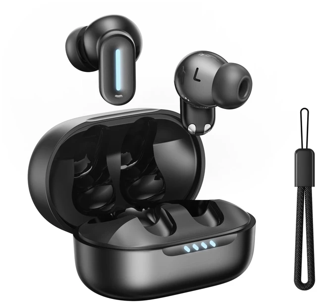 Main image of Earbuds Wireless Bluetooth 6.0 Headphones, IPX5 Waterproof 24H Playback, Small Noise Cancelling Earbuds with Lanyard for Sports, Workout, Smartphone Call (Black)