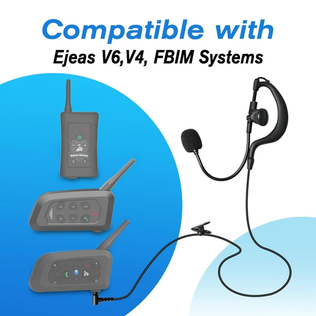 Alt view image 2 of 6 - Referee Communication Headset 3.5mm Wired Headphone with Boom Microphone Coms Ear Piece for Ejeas Intercom Radios v4 v6 pro (G Shape,2Pack)