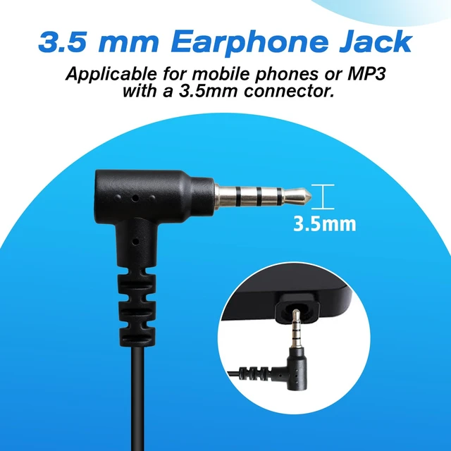 Alt view image 3 of 6 - Referee Communication Headset 3.5mm Wired Headphone with Boom Microphone Coms Ear Piece for Ejeas Intercom Radios v4 v6 pro (G Shape,2Pack)