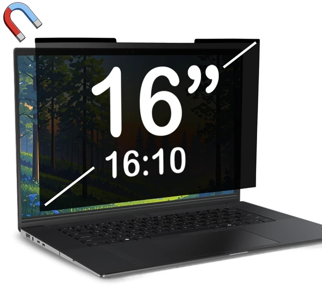 Main image of Magnetic Laptop Privacy Screen 16 inch for 16:10 Computer Monitor, Removable Anti-Glare Screen Privacy Shield, Screen Filter and Protector for Laptop, Fits (WUXGA 1920×1200)