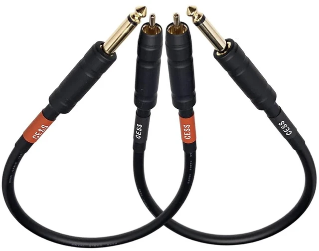 Alt view image 2 of 5 - RCA to 1/4 TS Mono Cable, 12AWG, 2-Pack (6 Inches) Mono patch lead for adaptable audio equipment connections